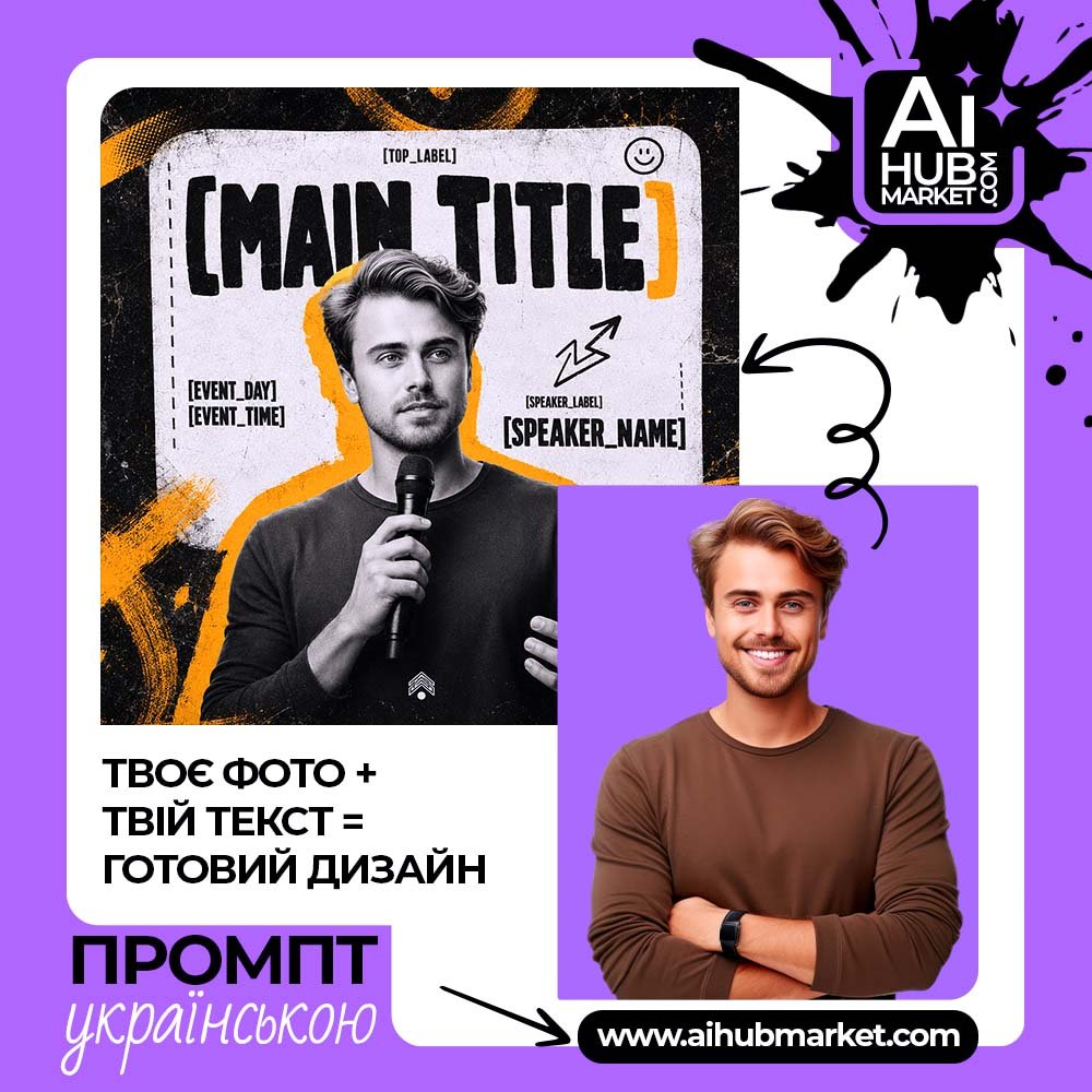 Промпт Урбаністичний постер спікера з мікрофоном