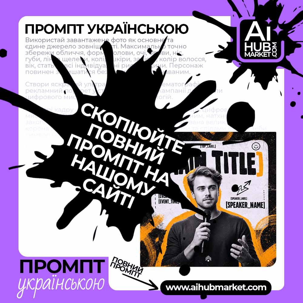 Промпт Урбаністичний постер спікера з мікрофоном