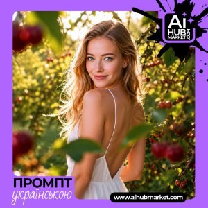 Портрет жінки на фоні вишневих дерев