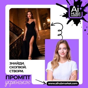 Жінка у чорній вечірній сукні на сходах