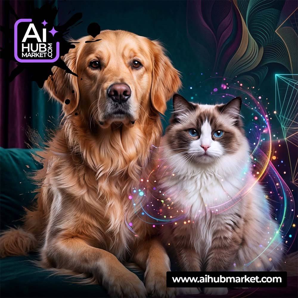 AI pet portraits showcasing personalized artwork of pets