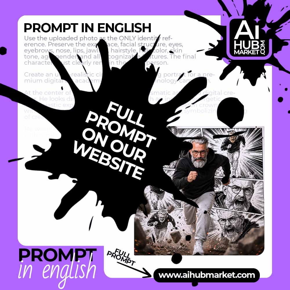 Prompt Action Portrait Between Reality and Comics