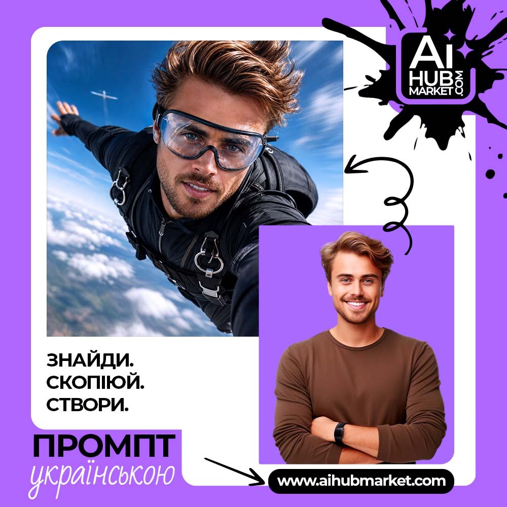 Промпт Адреналіновий портрет парашутиста