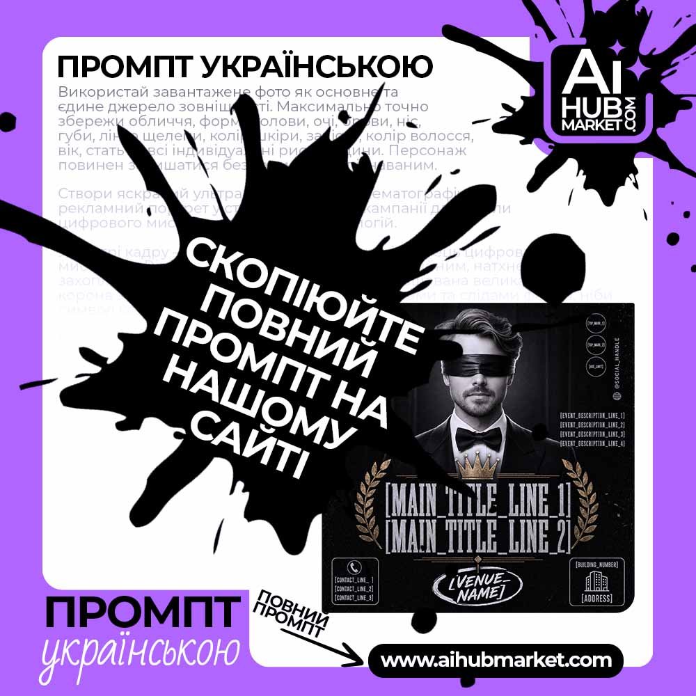 Промпт Афіша нічної події із зав’язаними очима
