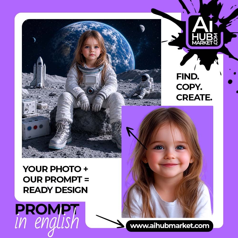 Prompt Astronaut on the Moon from Your Photo