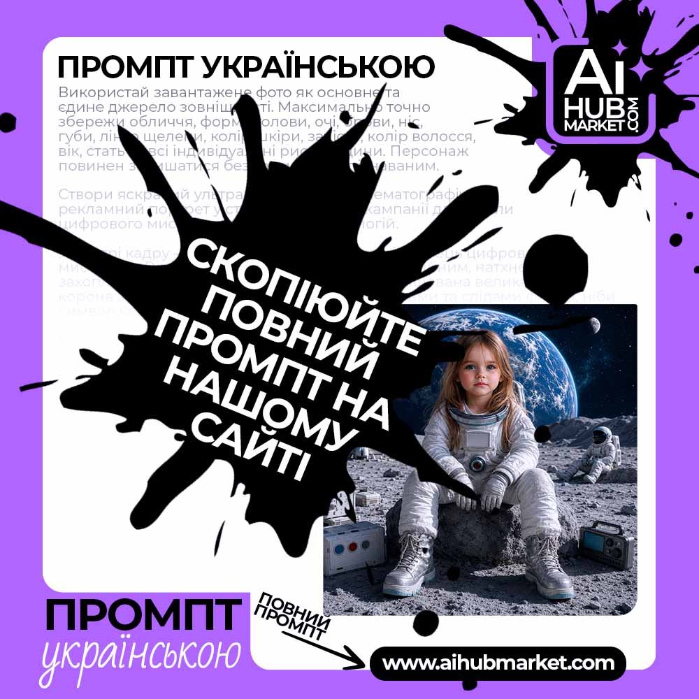 Промпт Астронавт на Місяці з власного фото