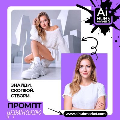 Модель у білому светрі на футуристичному фоні