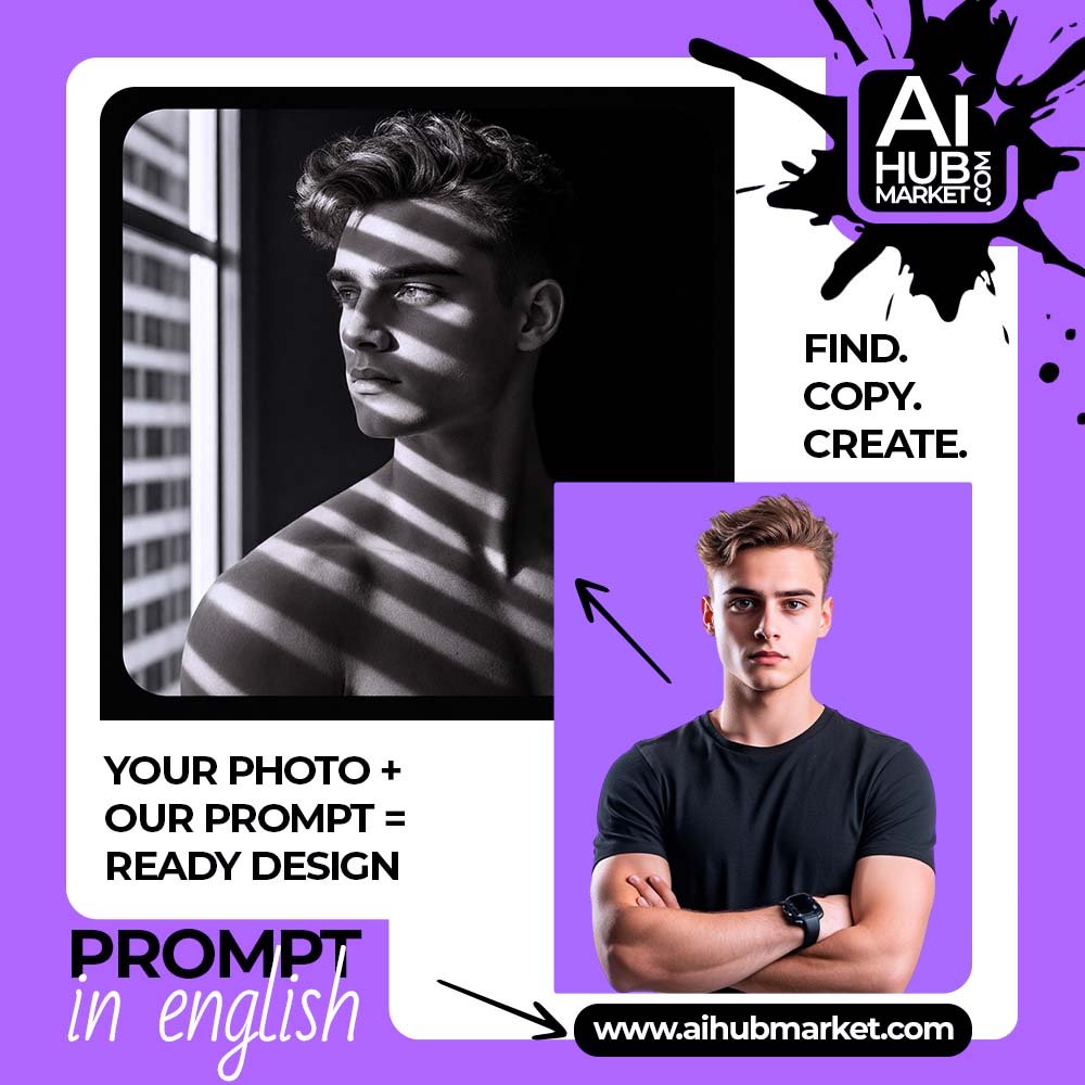Prompt Black and White Portrait in Blinds Light