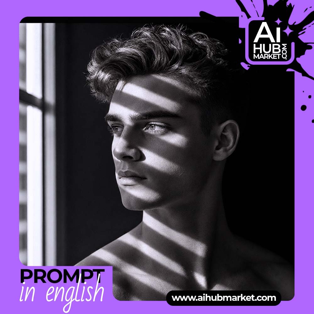 Prompt Black and White Portrait in Blinds Light