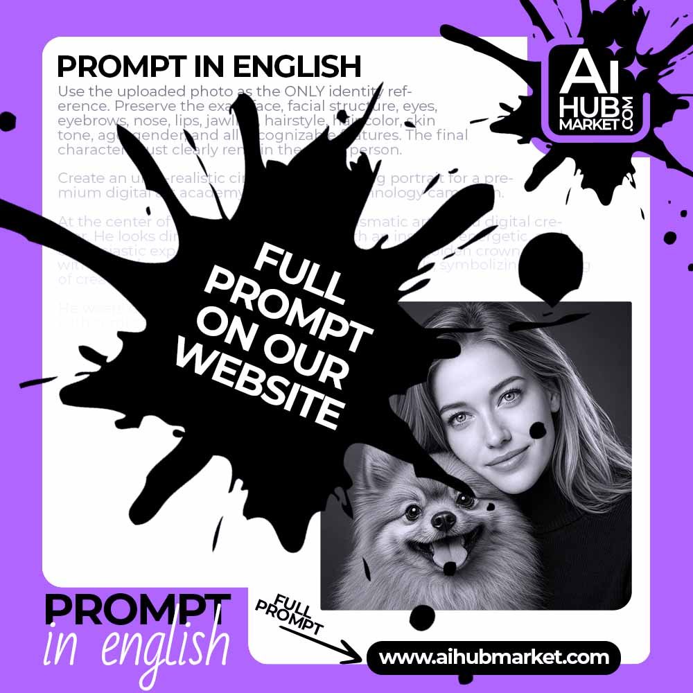 Prompt Black and White Portrait with a Dog