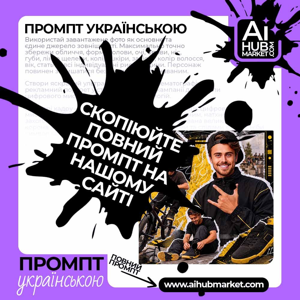 Промпт BMX драйв: streetwear editorial-колаж