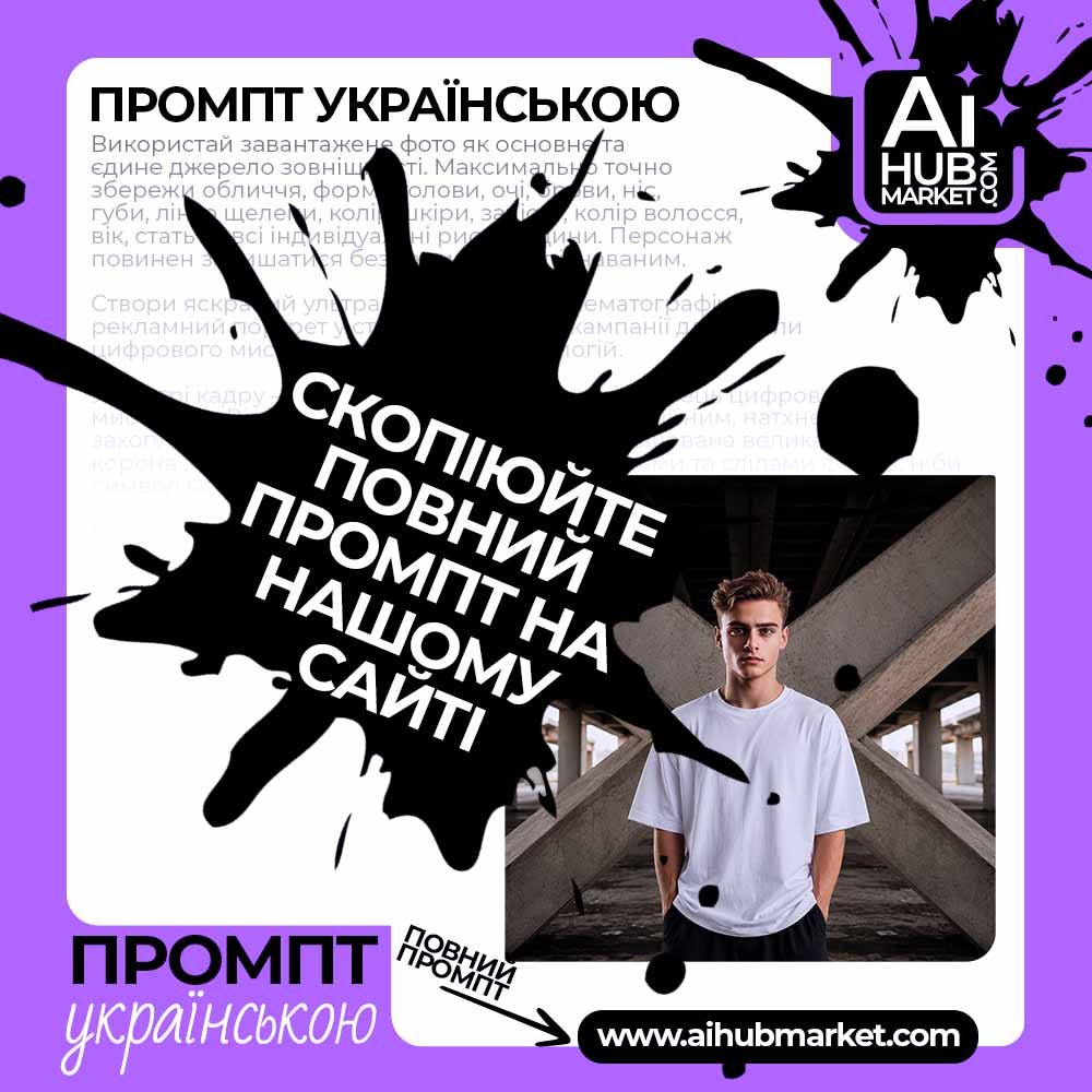 Промпт Бруталістичний портрет під естакадою