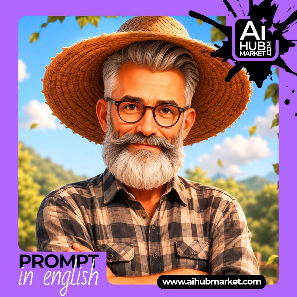 Prompt Cartoon Farmer Portrait