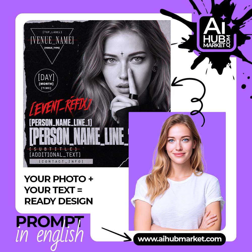 Prompt Club Poster with a Torn Paper Frame
