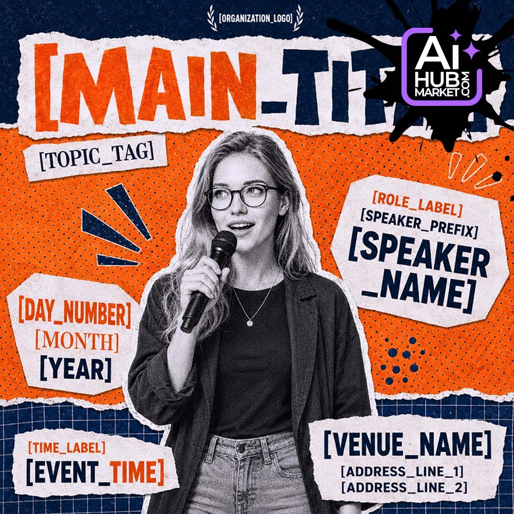 Prompt Collage Speaker Event Poster from Photo