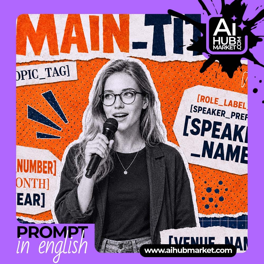 Prompt Collage Speaker Event Poster from Photo