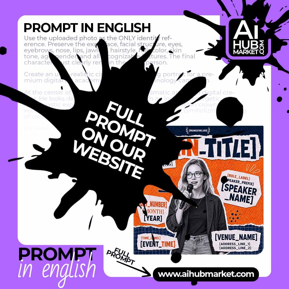 Prompt Collage Speaker Event Poster from Photo