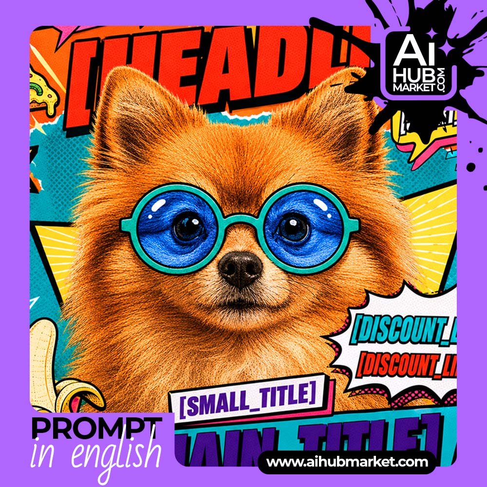 Prompt Colorful Dog Pop Art Poster