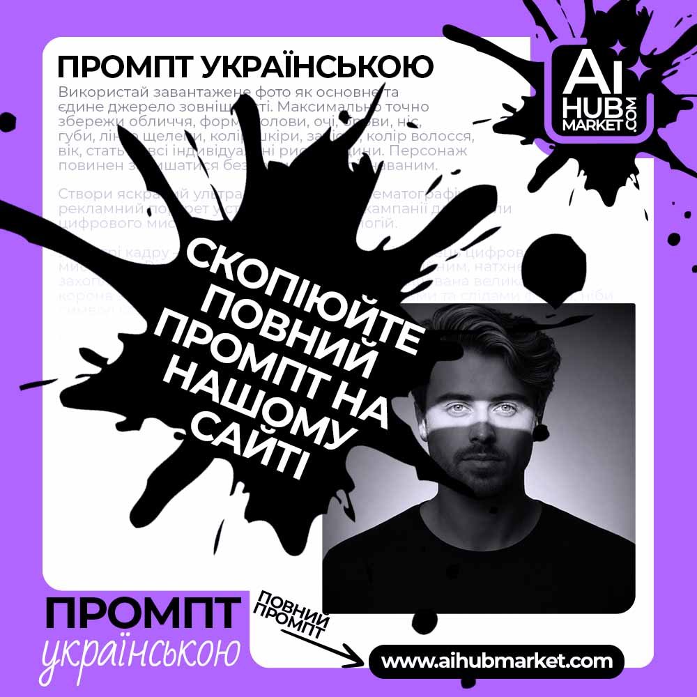 Промпт Драматичний чорно-білий портрет із власного фото