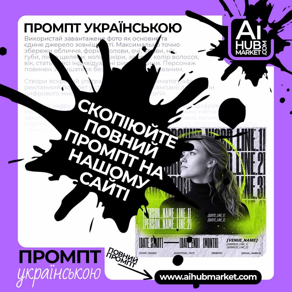 Промпт Експериментальний арт-постер із портретом