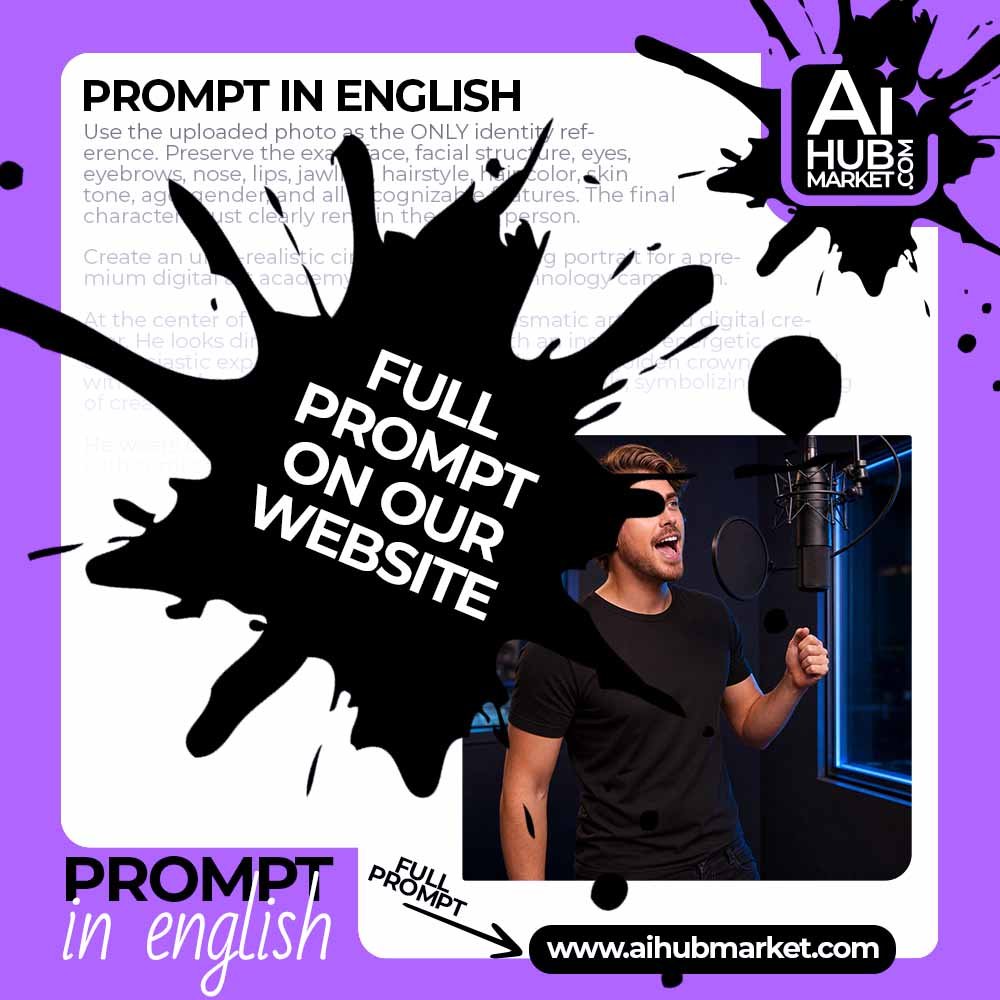 Prompt Emotional Vocalist Portrait in a Recording Studio