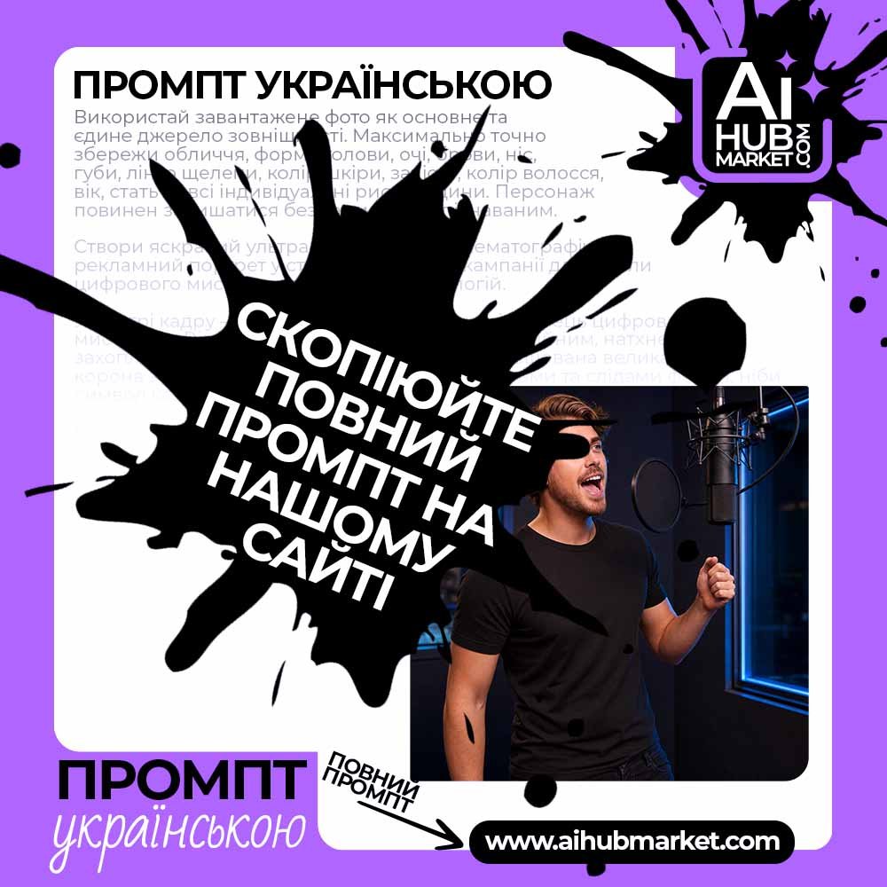 Промпт Емоційний портрет вокаліста у студії звукозапису