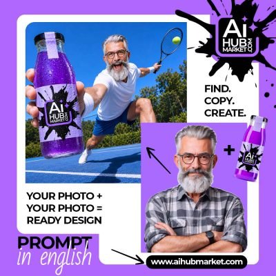 A man playing tennis with a purple drink, showcasing creativity and energy.