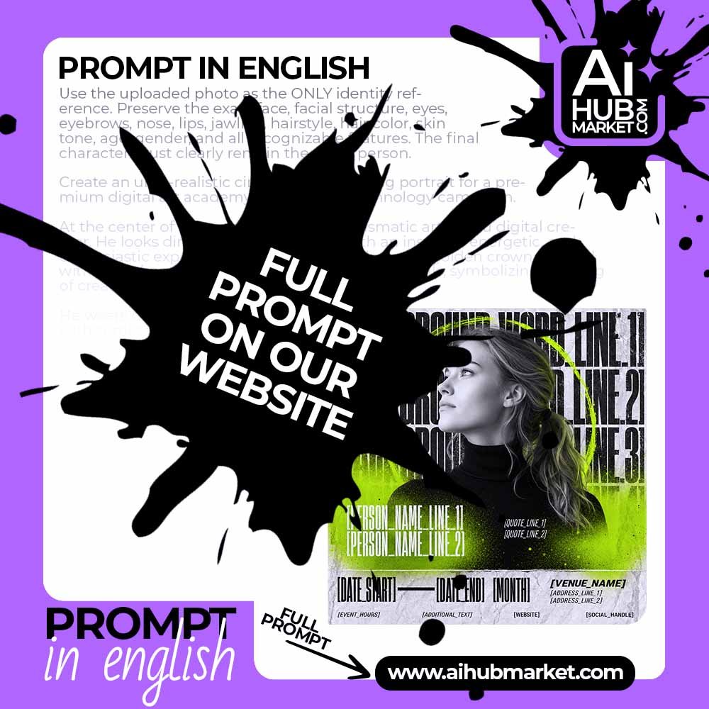 Prompt Experimental Art Poster with a Portrait