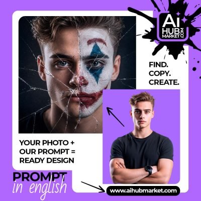 A striking image of a face with a painted clown design, symbolizing chaos.