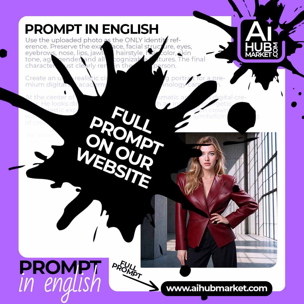 Prompt Fashion Portrait from a Photo in a Red Leather Blazer