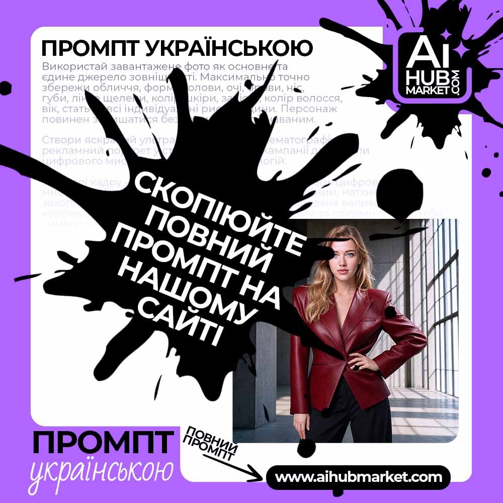 Промпт Fashion-портрет із фото в червоному шкіряному жакеті