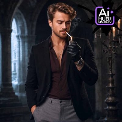 Prompt Gothic Fashion Portrait with a Cigarette for a Cover — generation result example