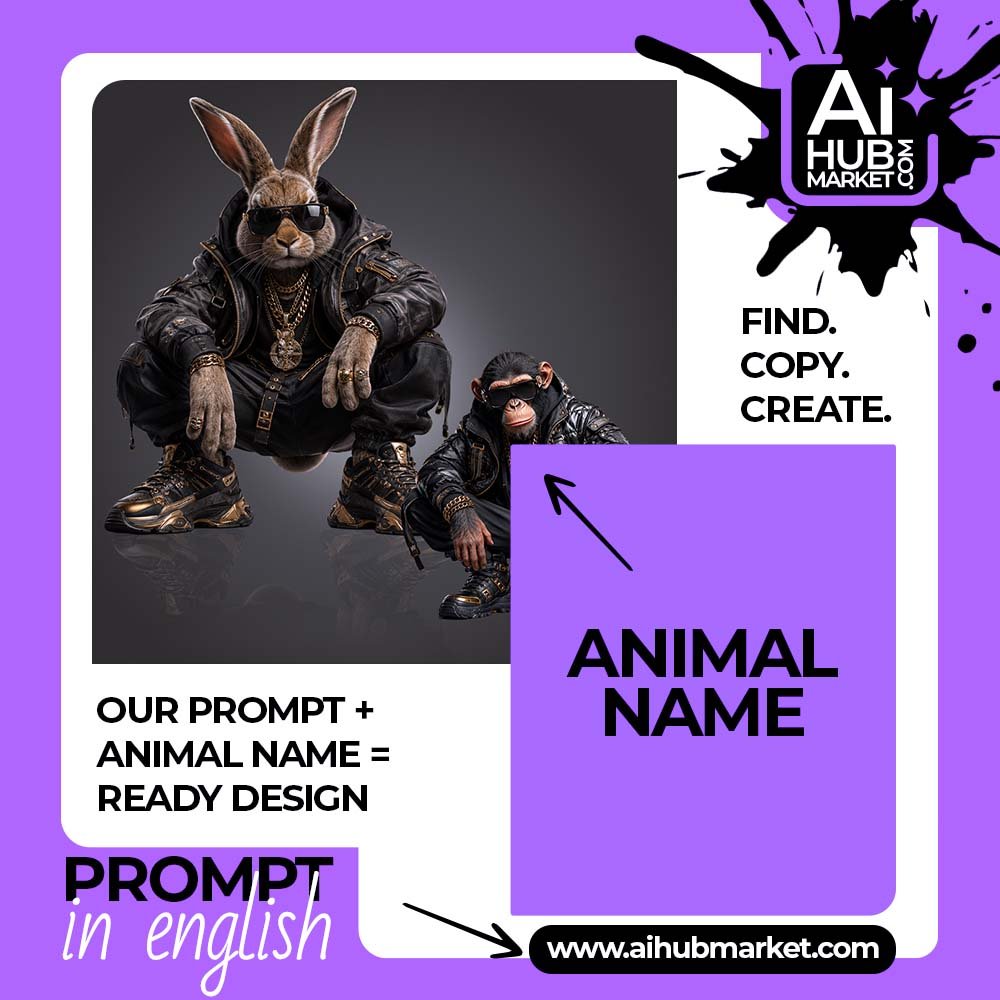 Prompt Hip-Hop Animal Fashion Portrait