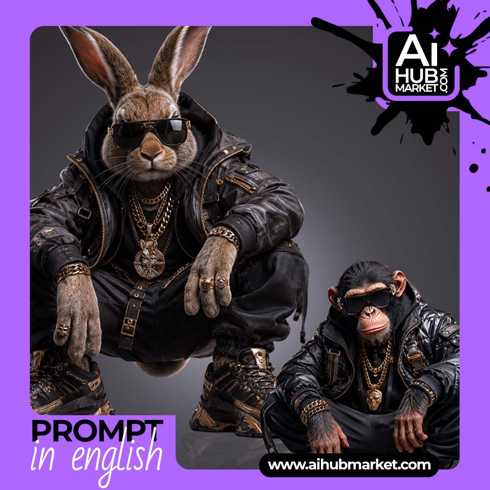 Prompt Hip-Hop Animal Fashion Portrait