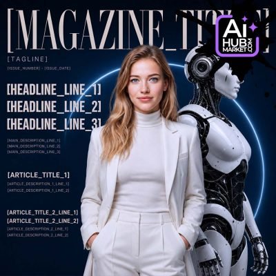 Prompt Human and AI Editorial Magazine Cover — generation result example