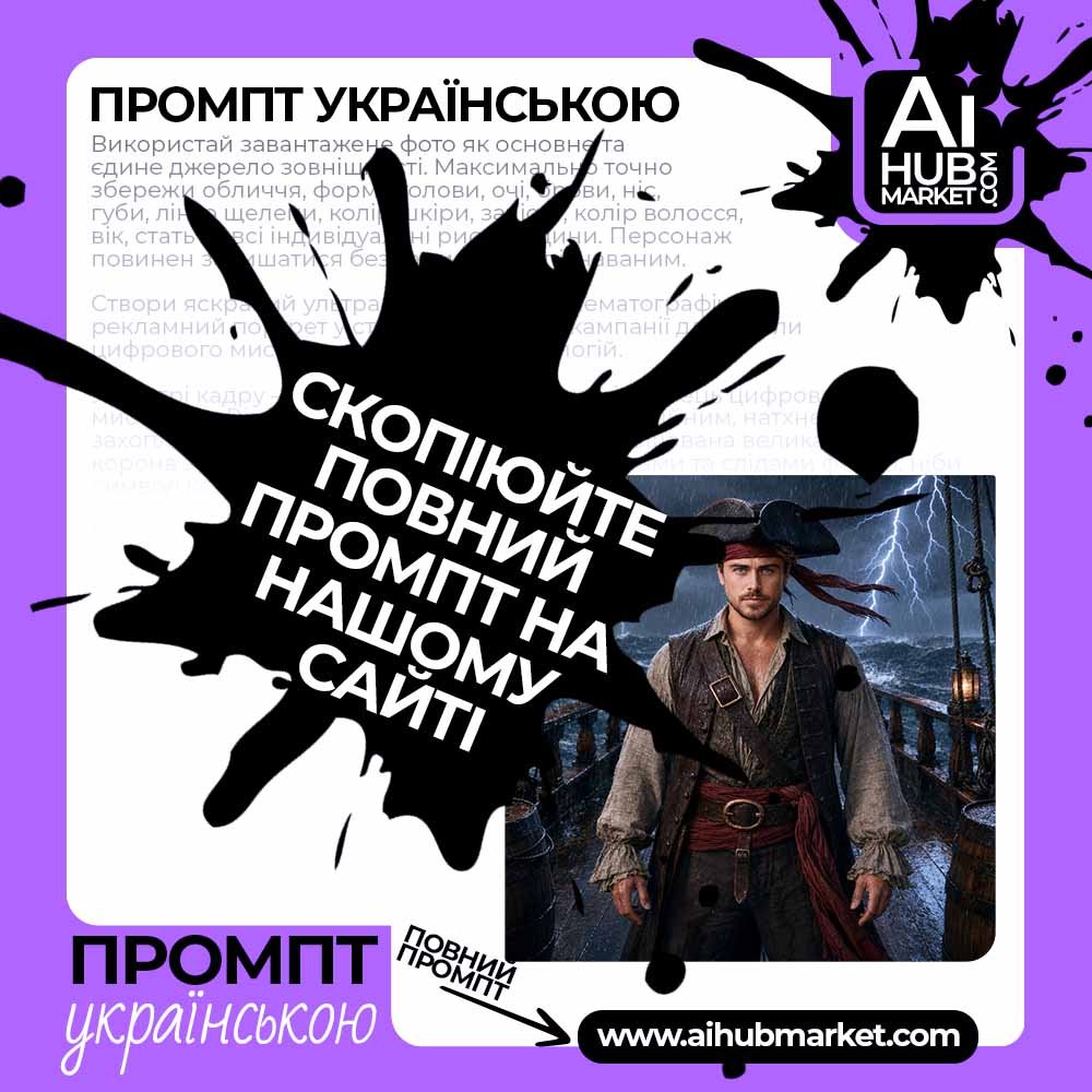 Промпт Капітан піратського корабля у шторм