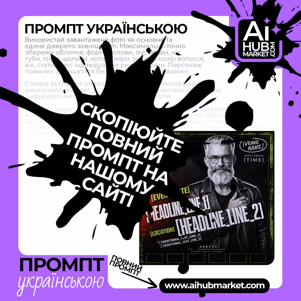 Промпт Клубна афіша з кислотно-зеленими рамками