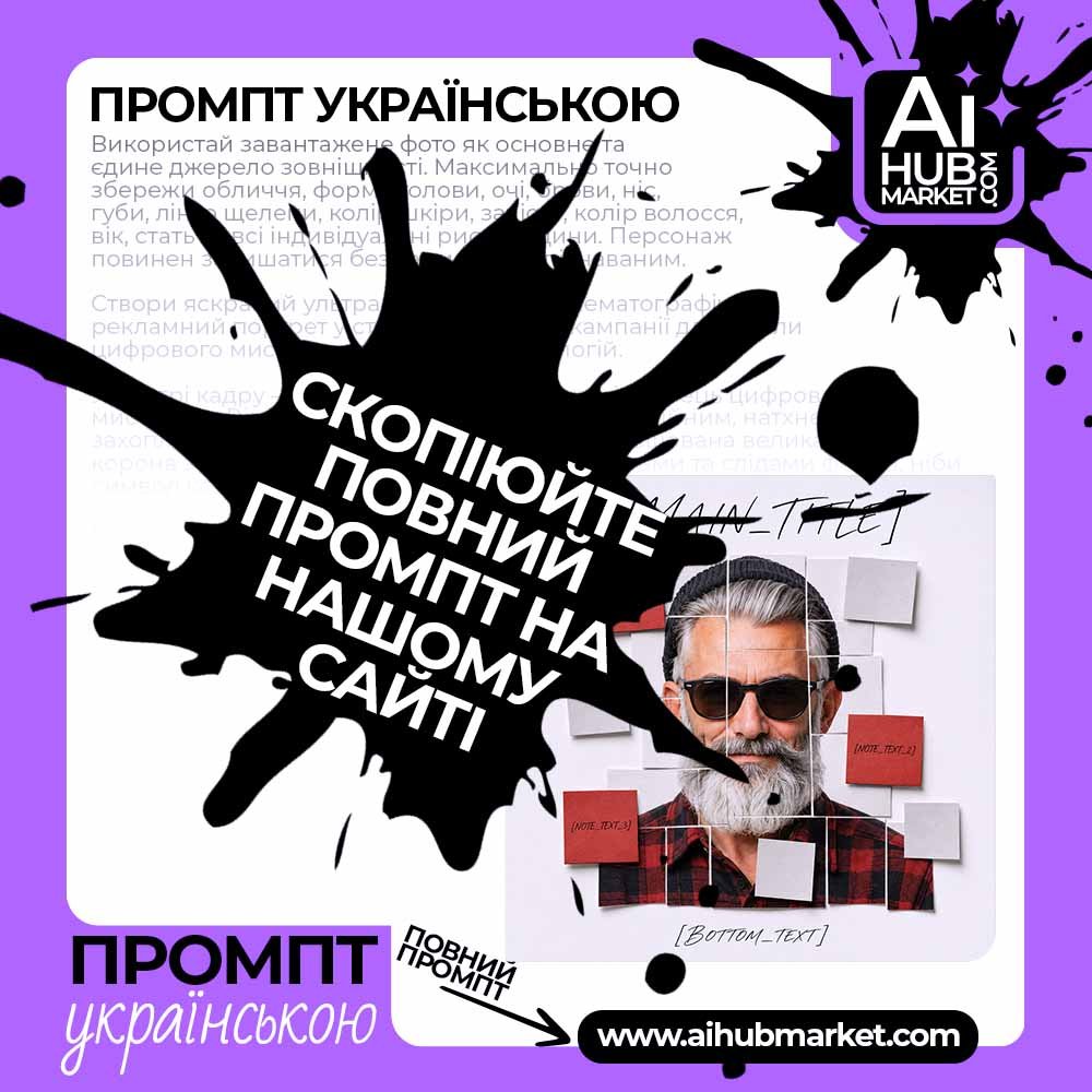 Промпт Креативний колаж-портрет із нотатками