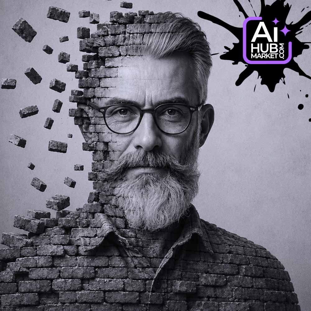 Prompt Monochrome Brick Portrait