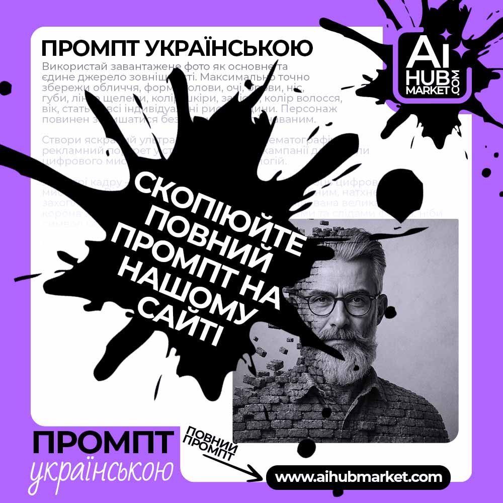 Промпт Монохромний портрет із цегли