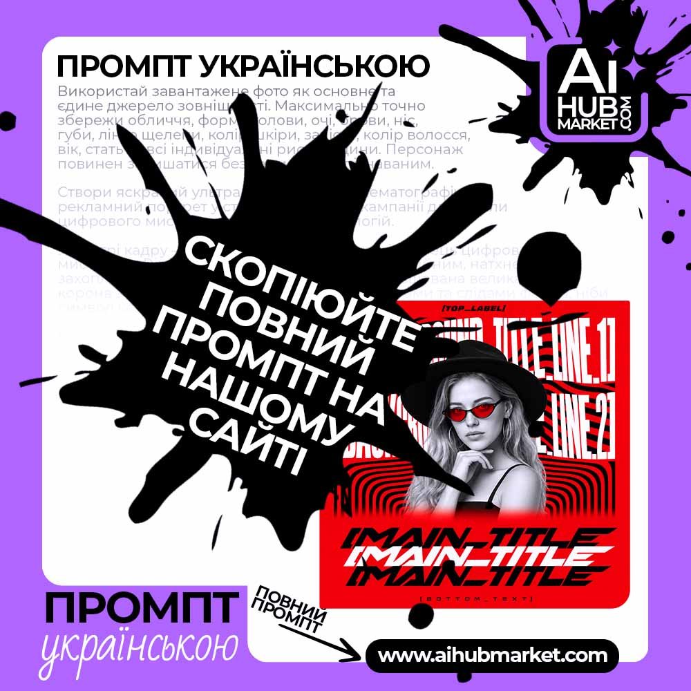 Промпт Музичний fashion-постер із фото для анонсу артиста