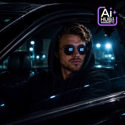 Prompt Neo-Noir Portrait in a Car — generation result example