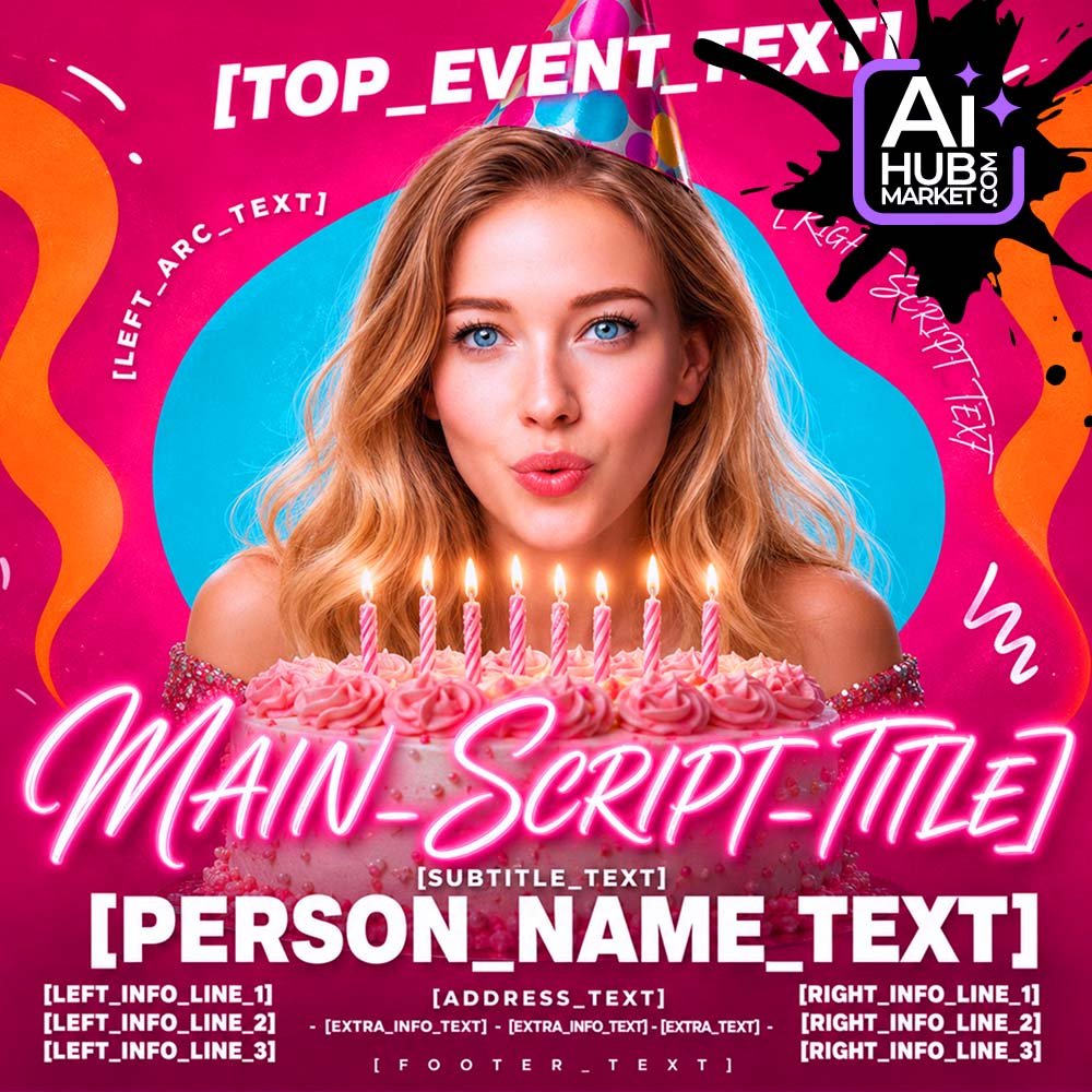 Prompt Neon Birthday Poster