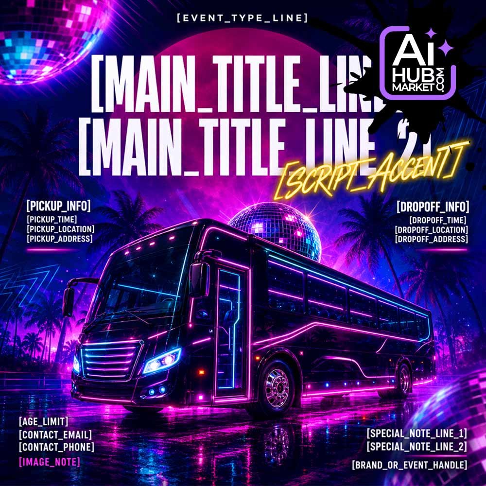 Prompt Neon Party Bus Flyer