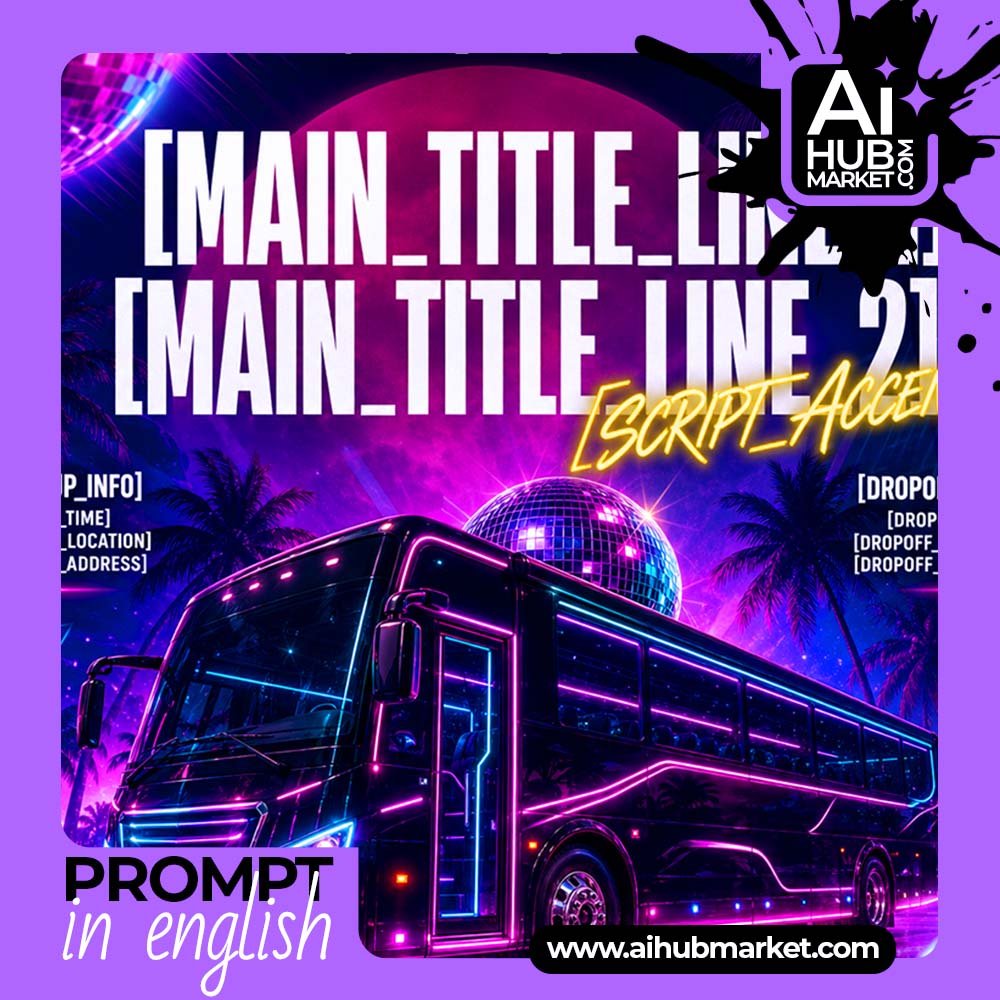 Prompt Neon Party Bus Flyer