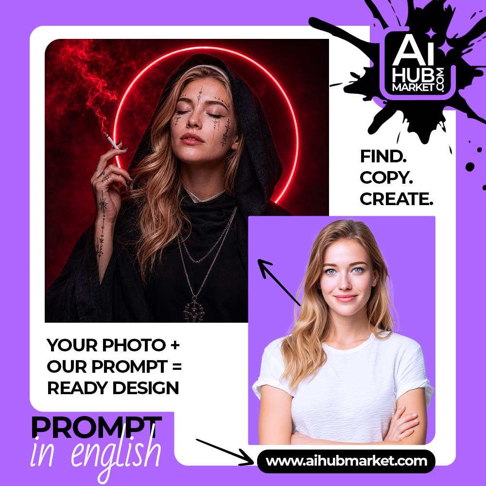 Prompt Neon Ritual in a Red Halo
