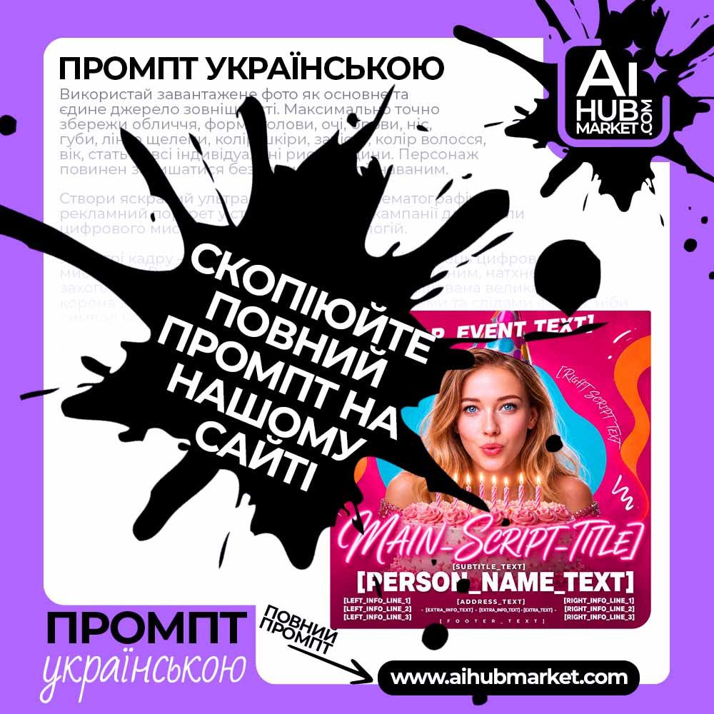 Промпт Неоновий постер дня народження