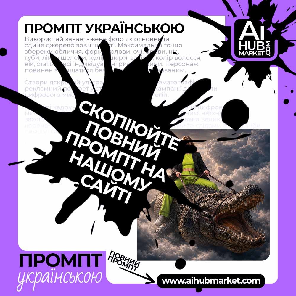 Промпт Політ над хмарами на крокодилі