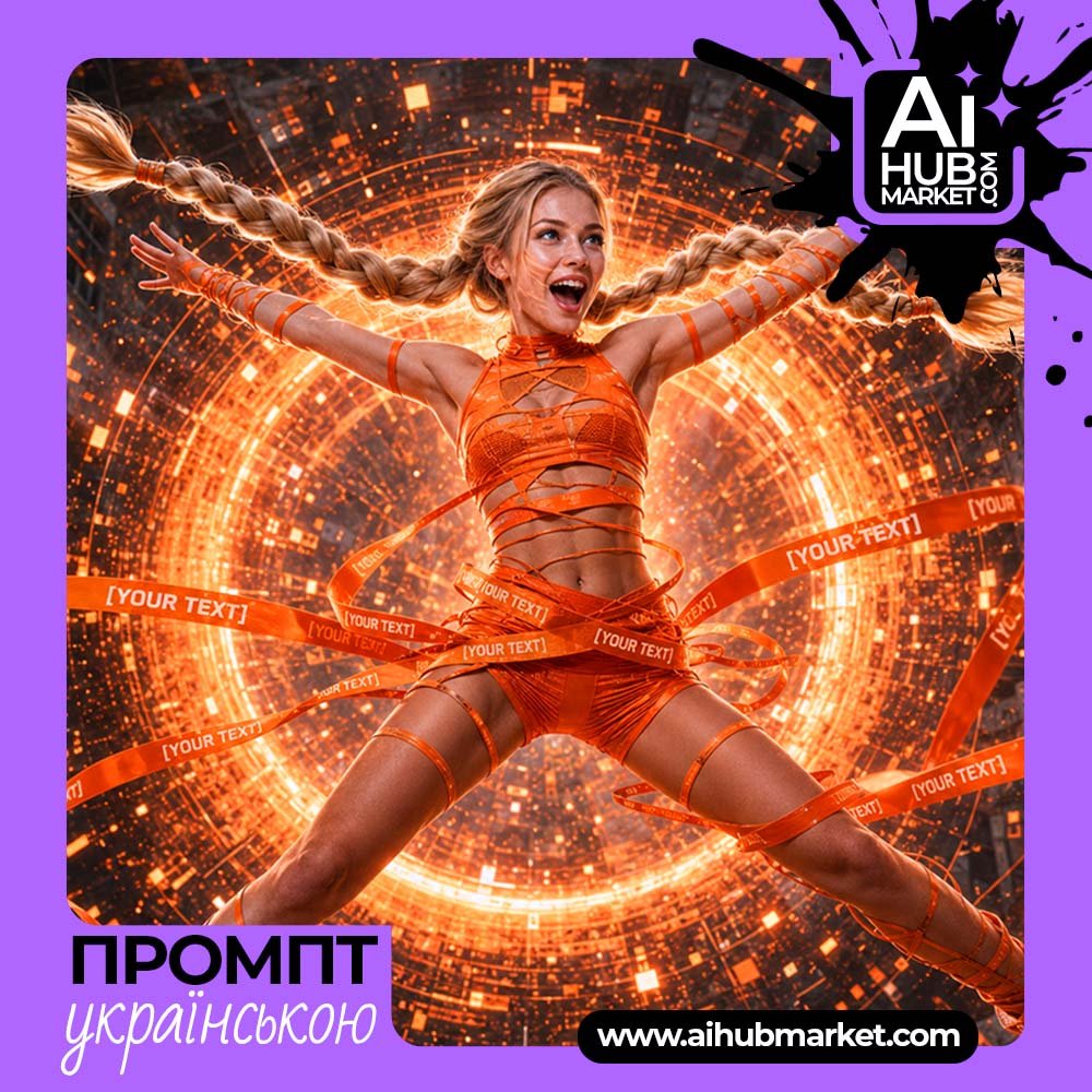 Промпт Помаранчевий digital vortex портрет