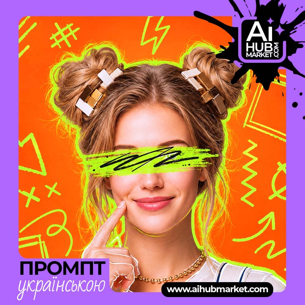 Промпт Поп-арт fashion-портрет із doodle-графікою